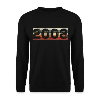 Millésime 2008 Cadeau D’anniversaire Rétro 2008 - Sweat-shirt Unisexe - noir - Devant - Alina (178cm) & Michal (187cm)