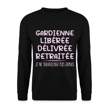 Babysitterin feiert ihren Ruhestand mit Humor Geschenk - Unisex Pullover - Schwarz - Vorne - Alina (178cm) & Michal (187cm)