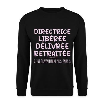 Directrice célèbre sa retraite avec humour cadeau - Sweat-shirt Unisexe - noir - Devant - Alina (178cm) & Michal (187cm)