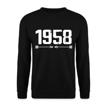 Born in 1958 Vintage 67 Years 68 Birthday Gift - Unisex Sweatshirt - black - Front - Alina (178cm) & Michal (187cm)