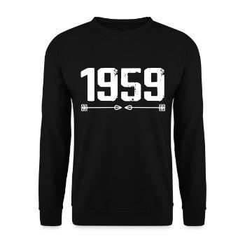 Born in 1959 Vintage 66 Years 67 Birthday Gift - Unisex Sweatshirt - black - Front - Alina (178cm) & Michal (187cm)