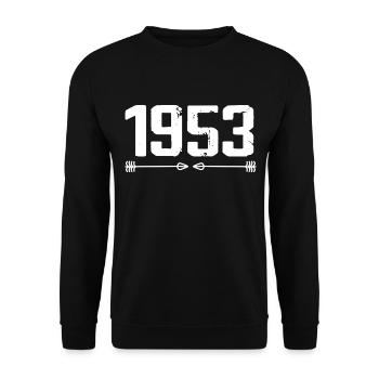 Born in 1953 Vintage 72 Years 73 Birthday Gift - Unisex Sweatshirt - black - Front - Alina (178cm) & Michal (187cm)