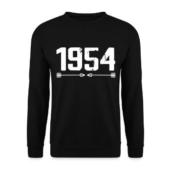 Born in 1954 Vintage 71 Year Old 72 Birthday Gift - Unisex Sweatshirt - black - Front - Alina (178cm) & Michal (187cm)