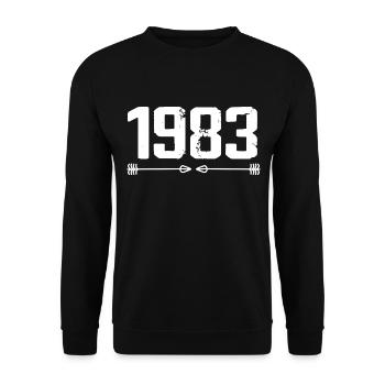 Born in 1983 Vintage 42 Years 43 Birthday Gift - Unisex Sweatshirt - black - Front - Alina (178cm) & Michal (187cm)