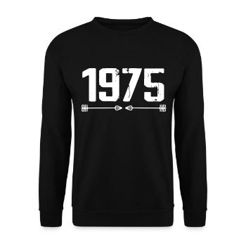 Born in 1975 Vintage 50 Years 51 Birthday Gift - Unisex Sweatshirt - black - Front - Alina (178cm) & Michal (187cm)