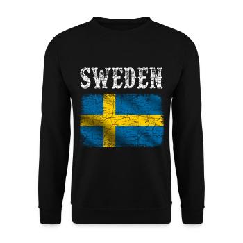 Sweden,Schweden Flagge Vintage look - Unisex Pullover - Schwarz - Vorne - Alina (178cm) & Michal (187cm)