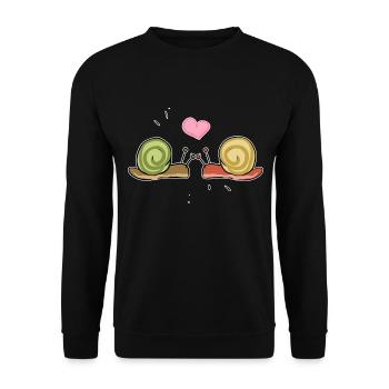 cœur d’escargots Saint-Valentin chers couples - Sweat-shirt Unisexe - noir - Devant - Alina (178cm) & Michal (187cm)
