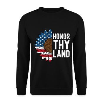 Honor Thy Land 4th of July Patriotic Fourth of - Unisex Sweatshirt - black - Front - Alina (178cm) & Michal (187cm)