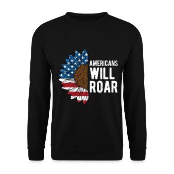 Americans Will Roar Funny 4th of July Humor - Unisex Sweatshirt - black - Front - Alina (178cm) & Michal (187cm)