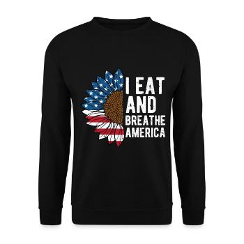 I Eat and love America 4th of July Independence - Unisex Sweatshirt - black - Front - Alina (178cm) & Michal (187cm)