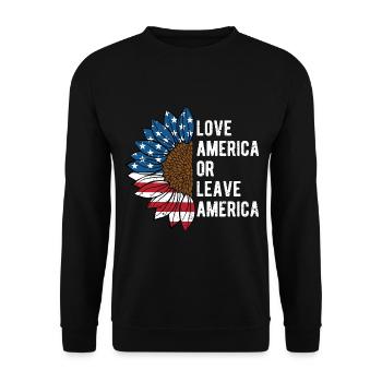 Love America or Leave America Proud Patriotic - Unisex Sweatshirt - black - Front - Alina (178cm) & Michal (187cm)