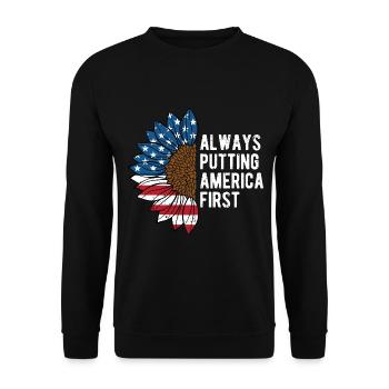 Always Putting America First Patriotic 4th of July - Unisex Sweatshirt - black - Front - Alina (178cm) & Michal (187cm)