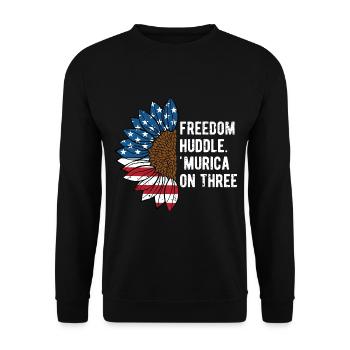 Freedom Huddle Murica on Three 4th of July - Unisex Sweatshirt - black - Front - Alina (178cm) & Michal (187cm)