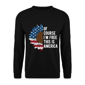 Of Course Im Free American 4th of July USA Fourth - Unisex Sweatshirt - black - Front - Alina (178cm) & Michal (187cm)