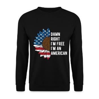 Damn Im Free Im an American 4th of July Patriotic - Unisex Sweatshirt - black - Front - Alina (178cm) & Michal (187cm)