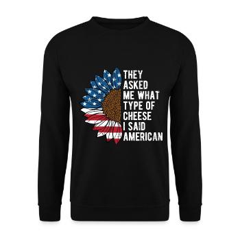 They Asked Me What Cheese Type Funny American - Unisex Sweatshirt - black - Front - Alina (178cm) & Michal (187cm)
