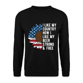 How I Like My Beer Strong and Free 4th of July - Unisex Sweatshirt - black - Front - Alina (178cm) & Michal (187cm)