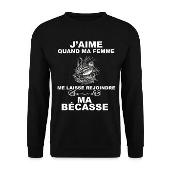 Chasseur amour de bécasse - Sweat-shirt Unisexe - noir - Devant - Alina (178cm) & Michal (187cm)