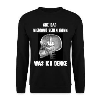 Gut dass niemand sehen kann - Unisex Pullover - Schwarz - Vorne - Alina (178cm) & Michal (187cm)