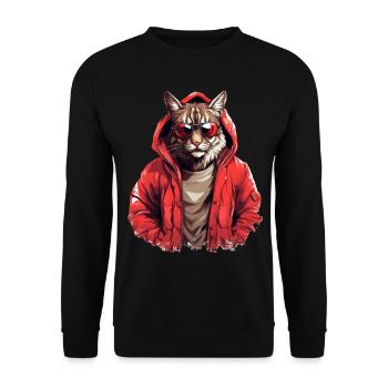 Street style lynx | Lynx lovers - Unisex Sweatshirt - black - Front - Alina (178cm) & Michal (187cm)