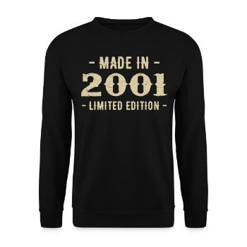 Jahrgang 2001 Geschenk in limitierter Auflage 2001 - Unisex Pullover - Schwarz - Vorne - Alina (178cm) & Michal (187cm)