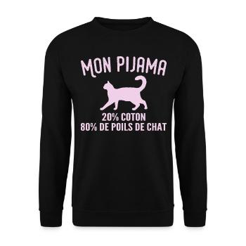 Humorvoller Katzenhaar-Pyjama - Unisex Pullover - Schwarz - Vorne - Alina (178cm) & Michal (187cm)
