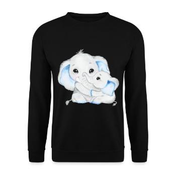 Elefant Afrika Baby Geschenk T-Shirt - Unisex Pullover - Schwarz - Vorne - Alina (178cm) & Michal (187cm)