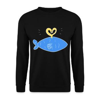 blauer fisch symbol herz licht - Unisex Pullover - Schwarz - Vorne - Alina (178cm) & Michal (187cm)