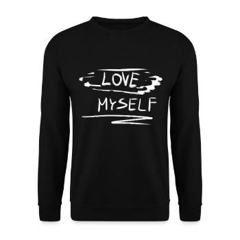 selbstliebe ich liebe mich text stolz - Unisex Pullover - Schwarz - Vorne - Alina (178cm) & Michal (187cm)