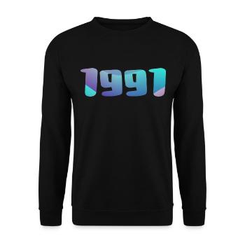 Cadeau Anniversaire 1991 Millésime 1991 Rétro 1991 - Sweat-shirt Unisexe - noir - Devant - Alina (178cm) & Michal (187cm)
