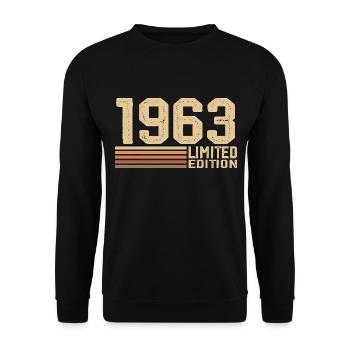 Jahrgang 1963 Geburtstag - Geschenk 1963 Jahrgang 1963 - Unisex Pullover - Schwarz - Vorne - Alina (178cm) & Michal (187cm)
