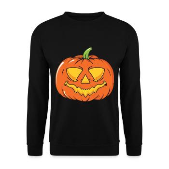 Halloween Kürbis - Unisex Pullover - Schwarz - Vorne - Alina (178cm) & Michal (187cm)