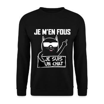 Chat De Caractère Humour Chat Drôle - Sweat-shirt Unisexe - noir - Devant - Alina (178cm) & Michal (187cm)