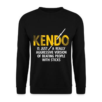 Japanischer Schwertkampf Kendo - Unisex Pullover - Schwarz - Vorne - Alina (178cm) & Michal (187cm)