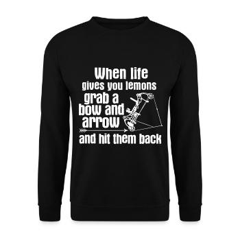 Bogenschießen Archery - Unisex Pullover - Schwarz - Vorne - Alina (178cm) & Michal (187cm)