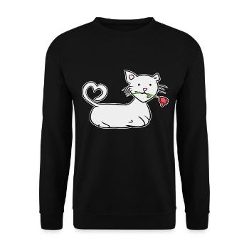 dessin animé chat rouge rose fleur animal amour - Sweat-shirt Unisexe - noir - Devant - Alina (178cm) & Michal (187cm)