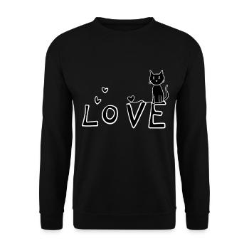 Cat cartoon love pink symbol - Unisex Sweatshirt - black - Front - Alina (178cm) & Michal (187cm)