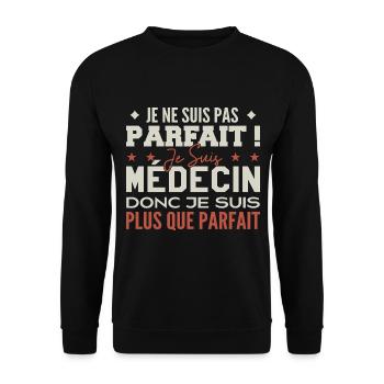 Un Médecin, le Métier de Rêve Mis à l’Honneur - Sweat-shirt Unisexe - noir - Devant - Alina (178cm) & Michal (187cm)