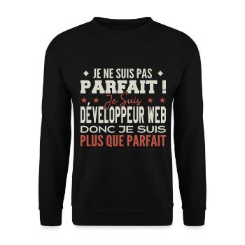 Développeur web, le Métier de Rêve Mis à l’Honneur - Sweat-shirt Unisexe - noir - Devant - Alina (178cm) & Michal (187cm)