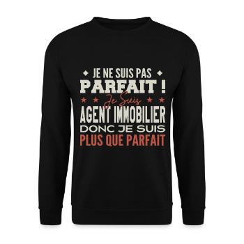 Agent immobilier le Métier de Rêve Mis à l’Honneur - Sweat-shirt Unisexe - noir - Devant - Alina (178cm) & Michal (187cm)