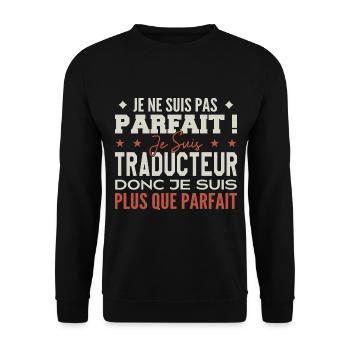Un Traducteur, le Métier de Rêve Mis à l’Honneur - Sweat-shirt Unisexe - noir - Devant - Alina (178cm) & Michal (187cm)