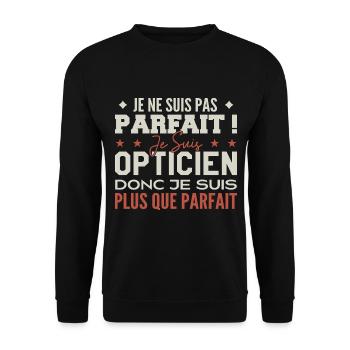 Un Opticien, le Métier de Rêve Mis à l’Honneur - Sweat-shirt Unisexe - noir - Devant - Alina (178cm) & Michal (187cm)