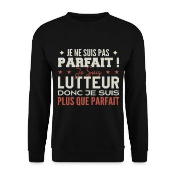 Un Lutteur, le Métier de Rêve Mis à l’Honneur - Sweat-shirt Unisexe - noir - Devant - Alina (178cm) & Michal (187cm)