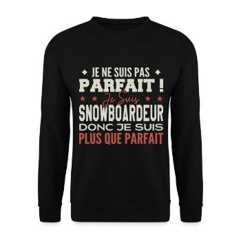 Un Snowboardeur, le Métier de Rêve Mis à l’Honneur - Sweat-shirt Unisexe - noir - Devant - Alina (178cm) & Michal (187cm)