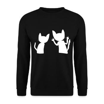 Cats Animals Pet gray scream sad - Unisex Sweatshirt - black - Front - Alina (178cm) & Michal (187cm)