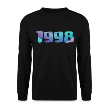 1998 Geburtstagsgeschenk Jahrgang 1998 Retro 1998 - Unisex Pullover - Schwarz - Vorne - Alina (178cm) & Michal (187cm)