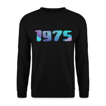 1975 Geburtstagsgeschenk Jahrgang 1975 Retro 1975 - Unisex Pullover - Schwarz - Vorne - Alina (178cm) & Michal (187cm)