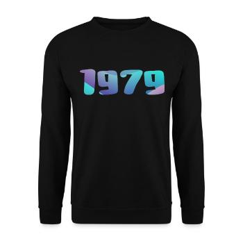 1979 Geburtstagsgeschenk Vintage 1979 Retro 1979 - Unisex Pullover - Schwarz - Vorne - Alina (178cm) & Michal (187cm)
