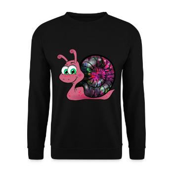 sweet Opal Snail - süsse Opal Schnecke - Unisex Sweatshirt - black - Front - Alina (178cm) & Michal (187cm)