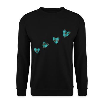 4 hearts fabric clothing blue - Unisex Sweatshirt - black - Front - Alina (178cm) & Michal (187cm)
